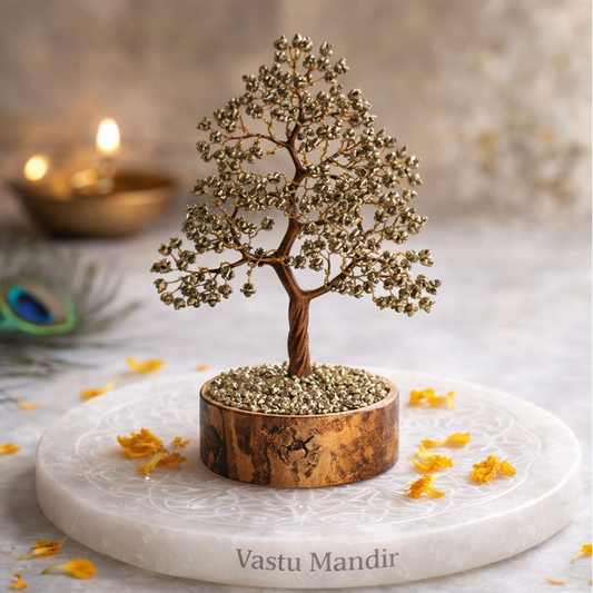 Pyrite money tree displayed in a softly lit product setting
