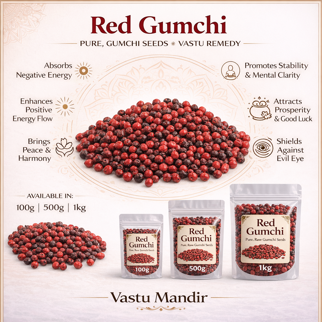 Red gumchi seed infographic showing visible features and three package sizes