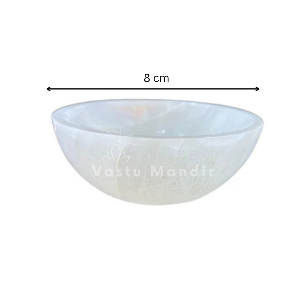 Round selenite charging bowl on a clean white background