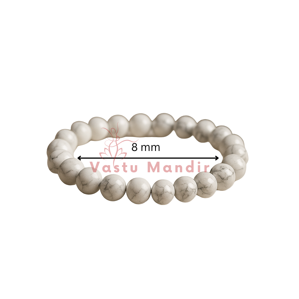 Natural howlite crystal bracelet centred in a clean product photograph