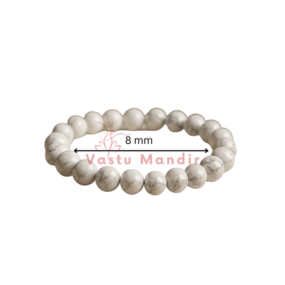Natural howlite crystal bracelet centred in a clean product photograph