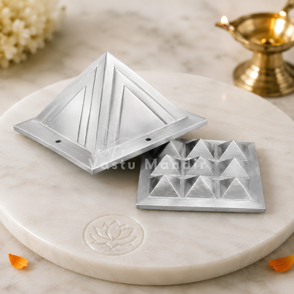 2-Layer Aluminium Pyramid Vastu Remedy for Health, Wealth and Positive Energy Balance for Home Entrance, Main Door and Kitchen Placement | 7.6 cm | 110 g