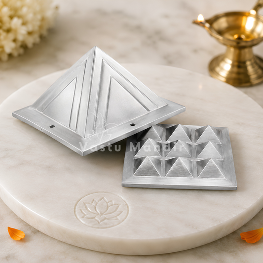 2-Layer Aluminium Pyramid Vastu Remedy for Health, Wealth and Positive Energy Balance for Home Entrance, Main Door and Kitchen Placement | 7.6 cm | 110 g