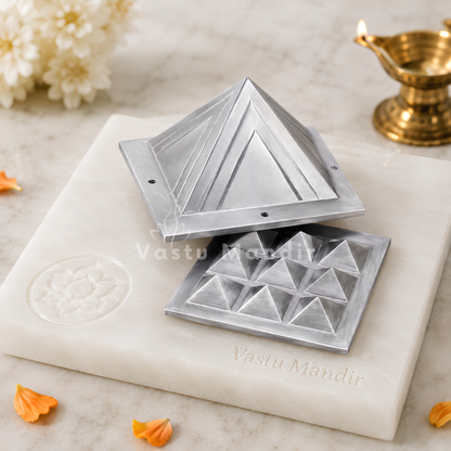 2-Layer Aluminium Pyramid Vastu Remedy for Health, Wealth and Positive Energy Balance for Home Entrance, Main Door and Kitchen Placement | 7.6 cm | 110 g