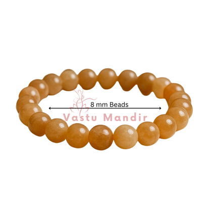 Natural sunstone crystal bracelet in a close white-background bead view