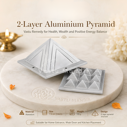 2-Layer Aluminium Pyramid Vastu Remedy for Health, Wealth and Positive Energy Balance for Home Entrance, Main Door and Kitchen Placement | 7.6 cm | 110 g