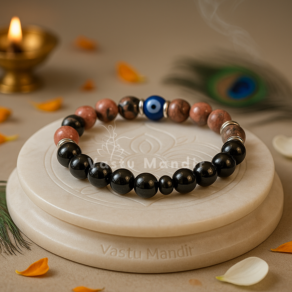 Scorpio zodiac crystal bracelet shown with a hand in a lifestyle photograph