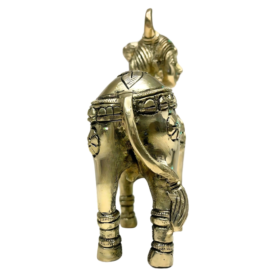 Brass Kamdhenu cow idol front view isolated on white background