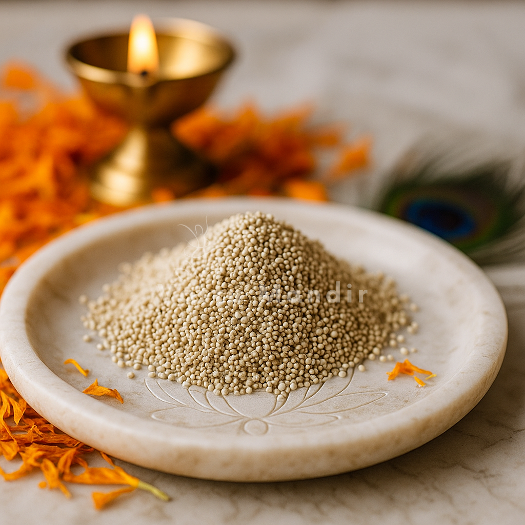 Energy-grade white sarso Vastu remedy seeds shown in a close styled product view