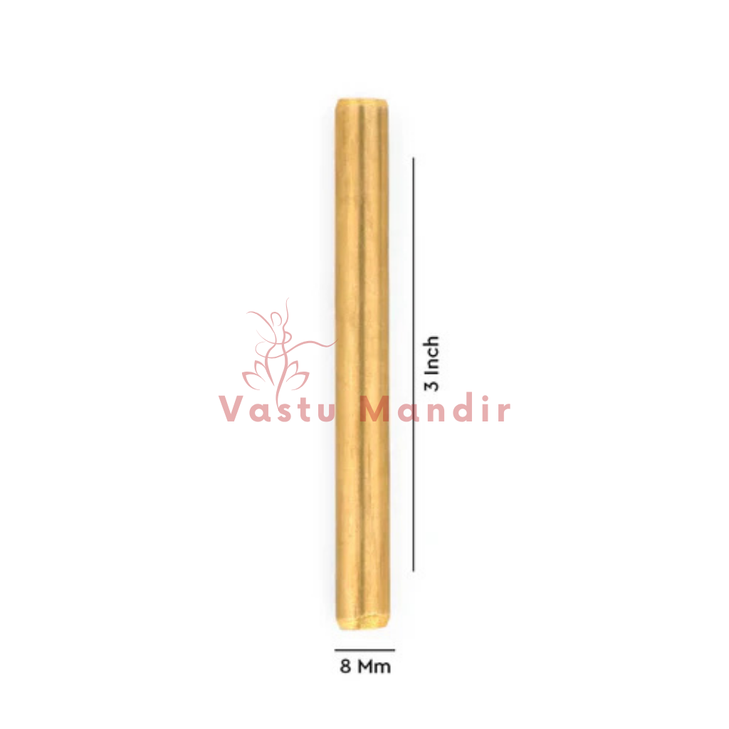 Brass round stud dimension graphic showing 3-inch height and 8 mm diameter