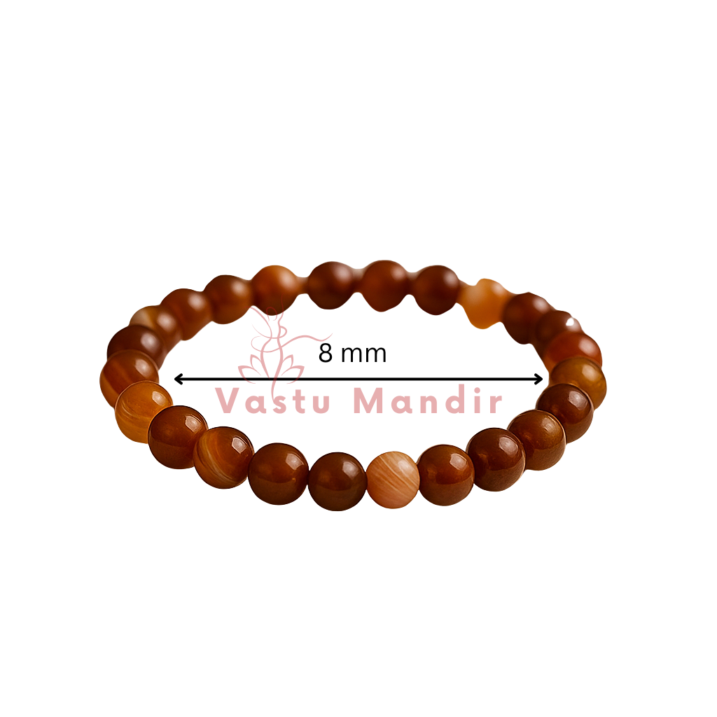 Natural carnelian crystal bracelet centred in a clean product photograph