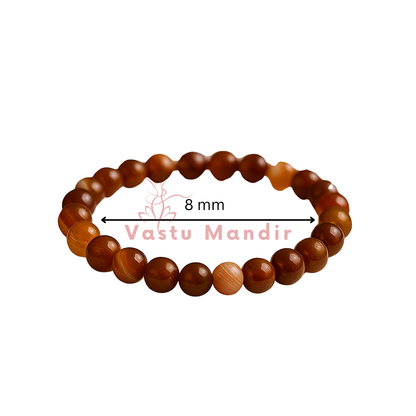 Natural carnelian crystal bracelet centred in a clean product photograph