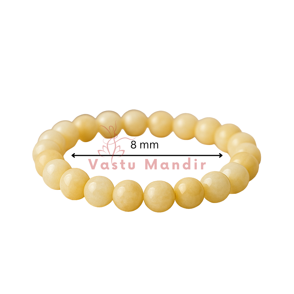 Natural calcite crystal bracelet centred in a clean product photograph