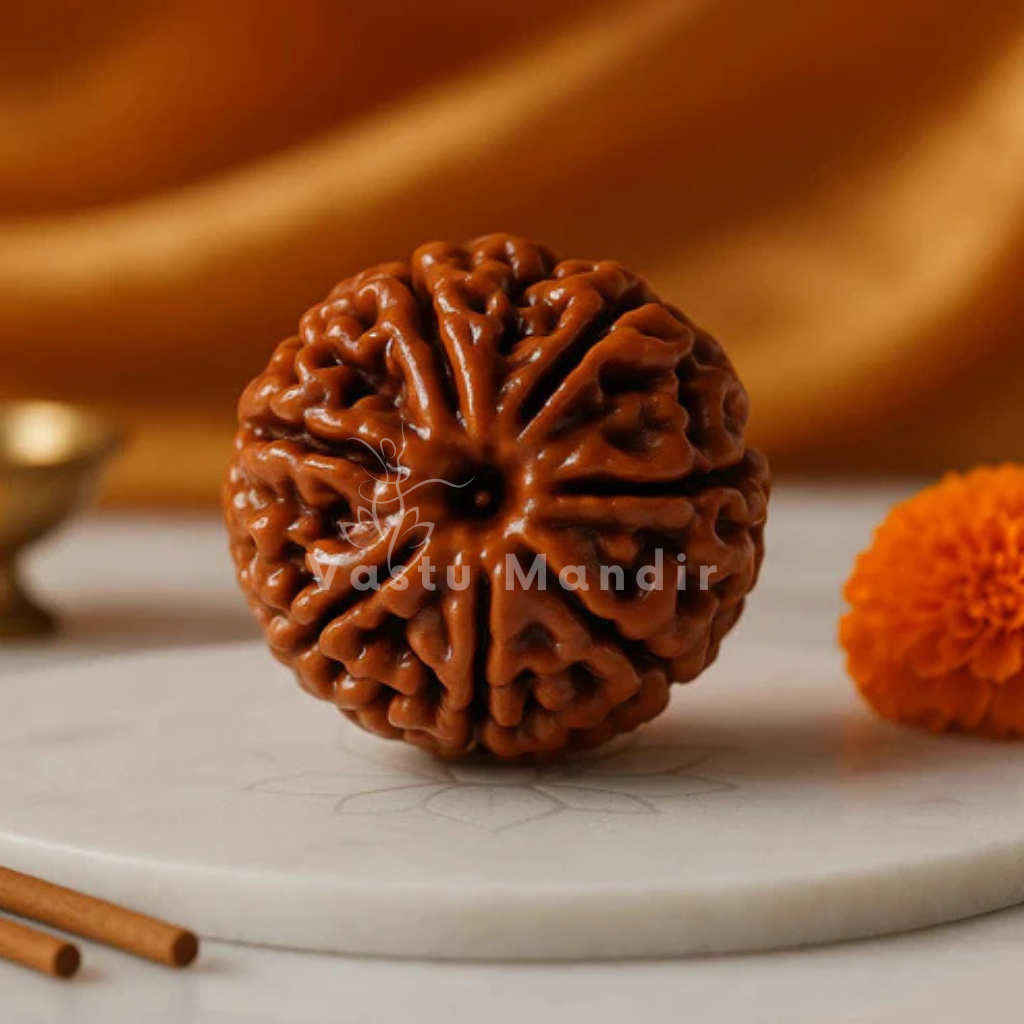 7 mukhi Rudraksha presented in a close spiritual product view