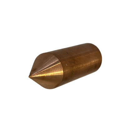 Close view of the pointed end on a short copper Kilak rod