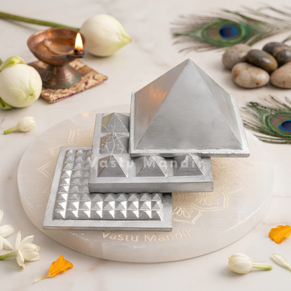 3-Layer Aluminium Pyramid Vastu Remedy for Health, Wealth and Positive Energy Balance for Home Entrance, Main Door and Kitchen Placement | 7.6 cm | 220 g