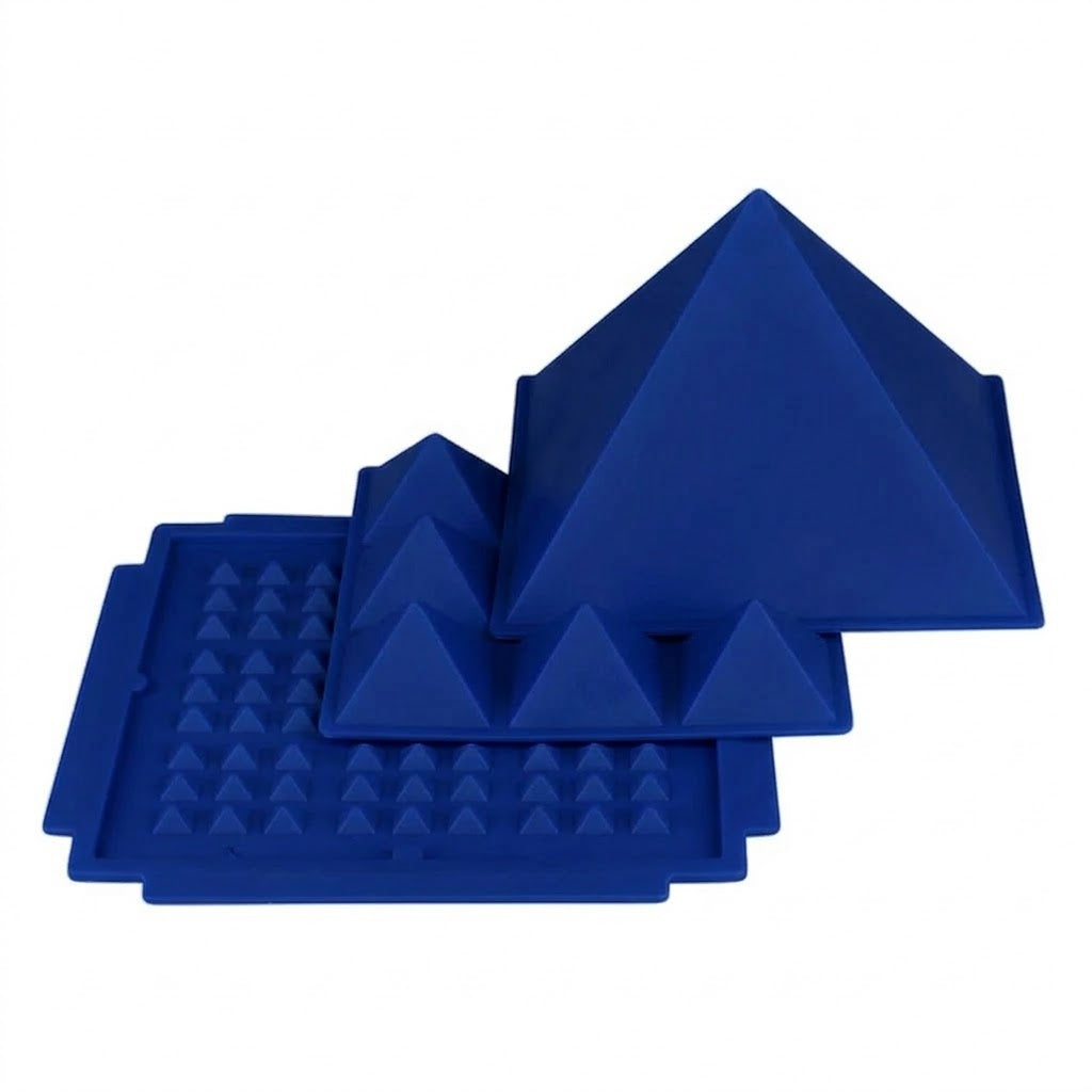 Blue Plastic pyramid on a white background