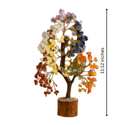 7 chakra crystal tree shown in a clear white-background tree view