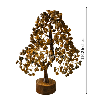 Tiger eye crystal tree shown in a clear white-background tree view