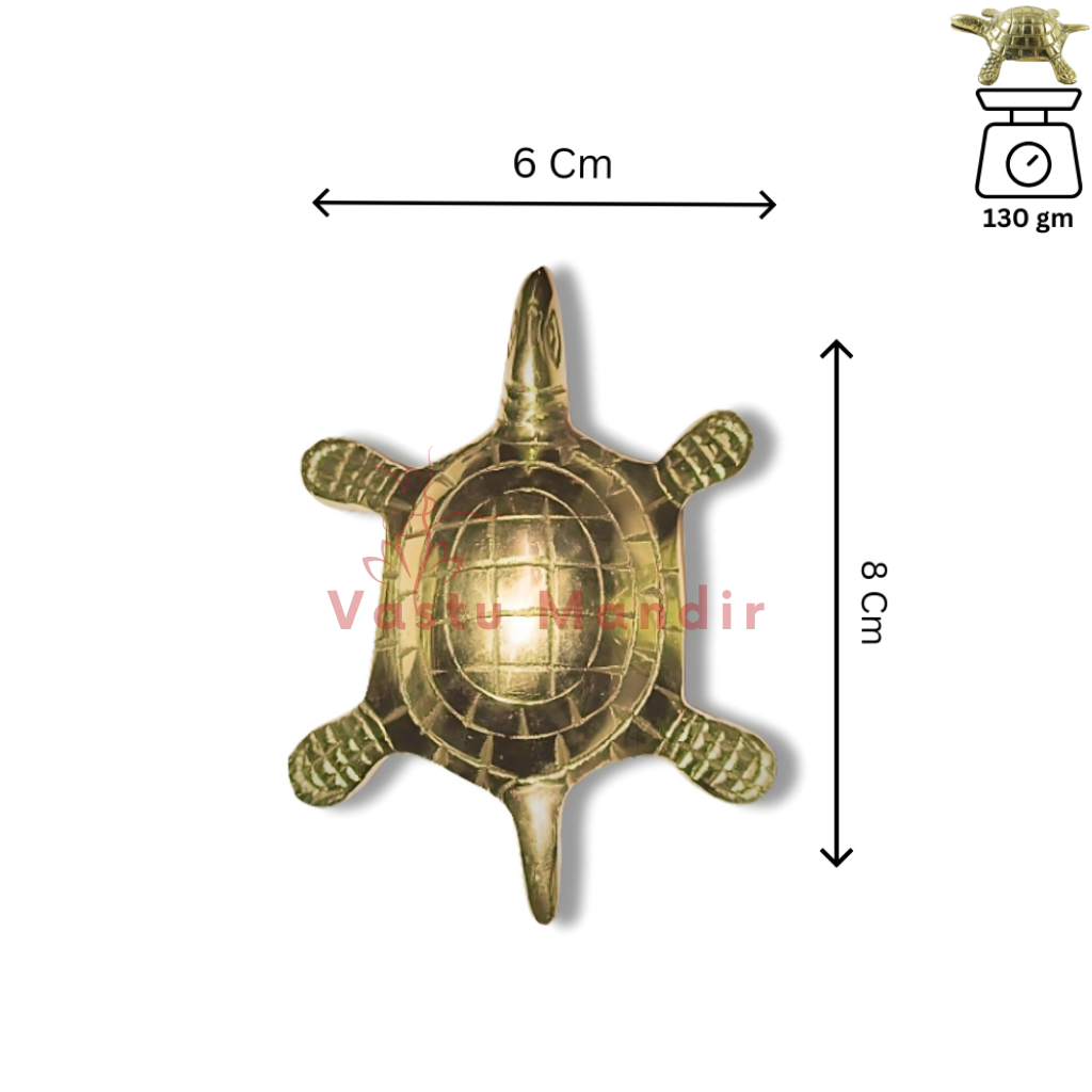 Brass tortoise idol with yantra grid 6 by 8 cm size diagram with 130 g weight