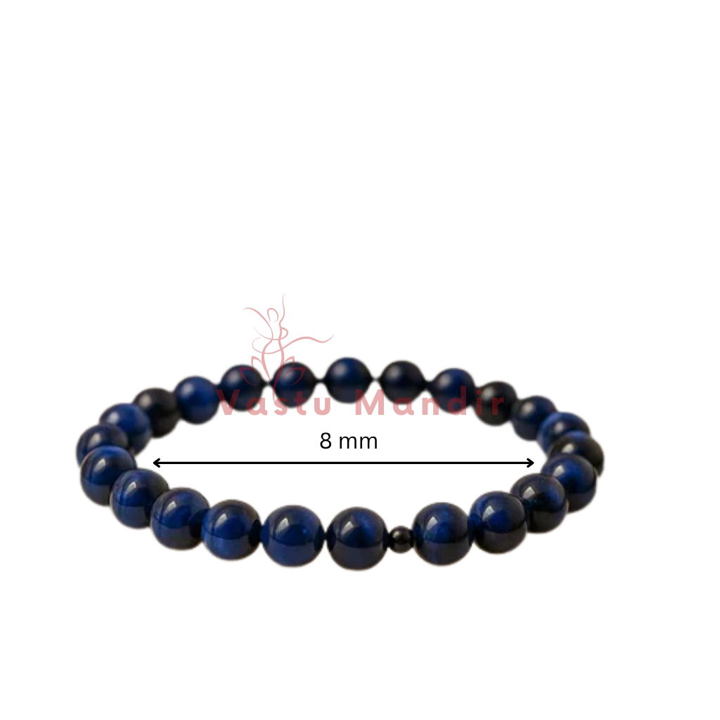 Natural blue tiger eye crystal bracelet in another clear product photograph