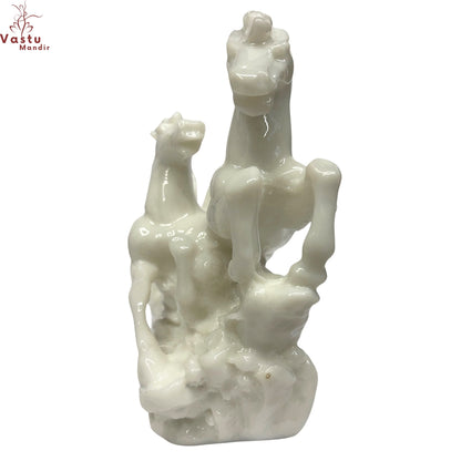 vastu mandir white horses, white color horse for table showpiece, Two running horse for home and office, home decoration and showpiece