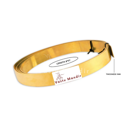 Pure brass Vastu strip coil labelled 8 feet and 1 mm thickness