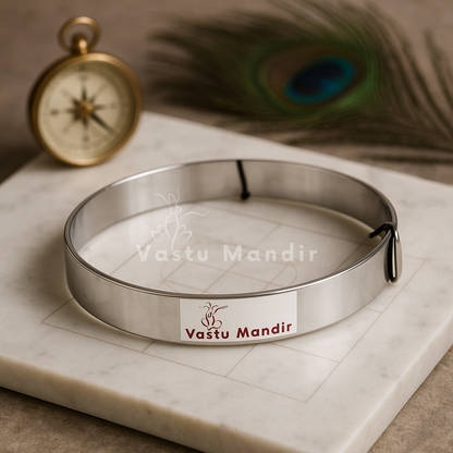 Iron Vastu strip coil beside a compass and peacock feather
