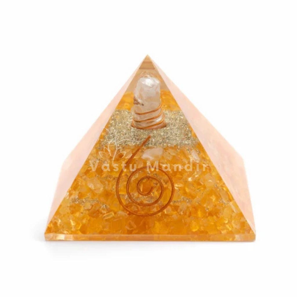 Natural Citrine Pyramid, citrine crystal – top-down view showing the apex and square base