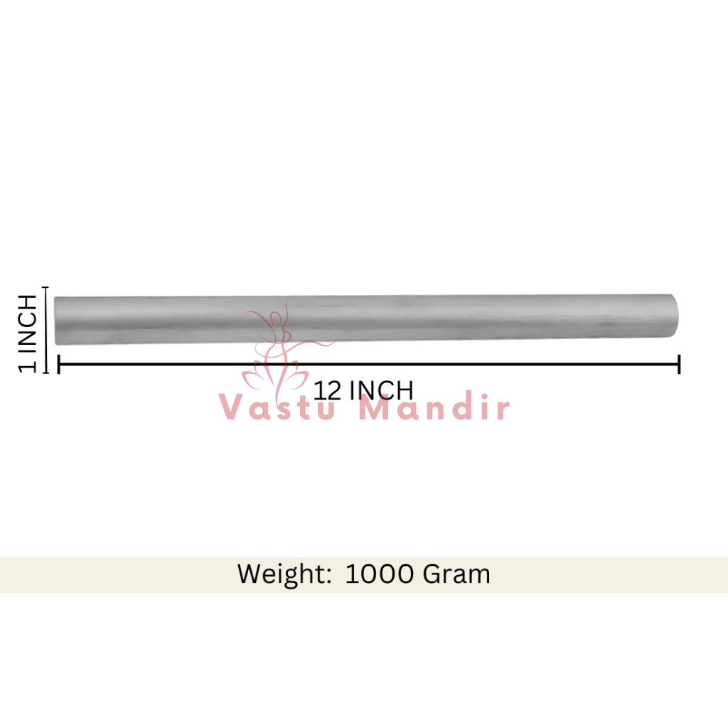 Vastu virtual rod size graphic showing the 12-inch option and 1000 g weight