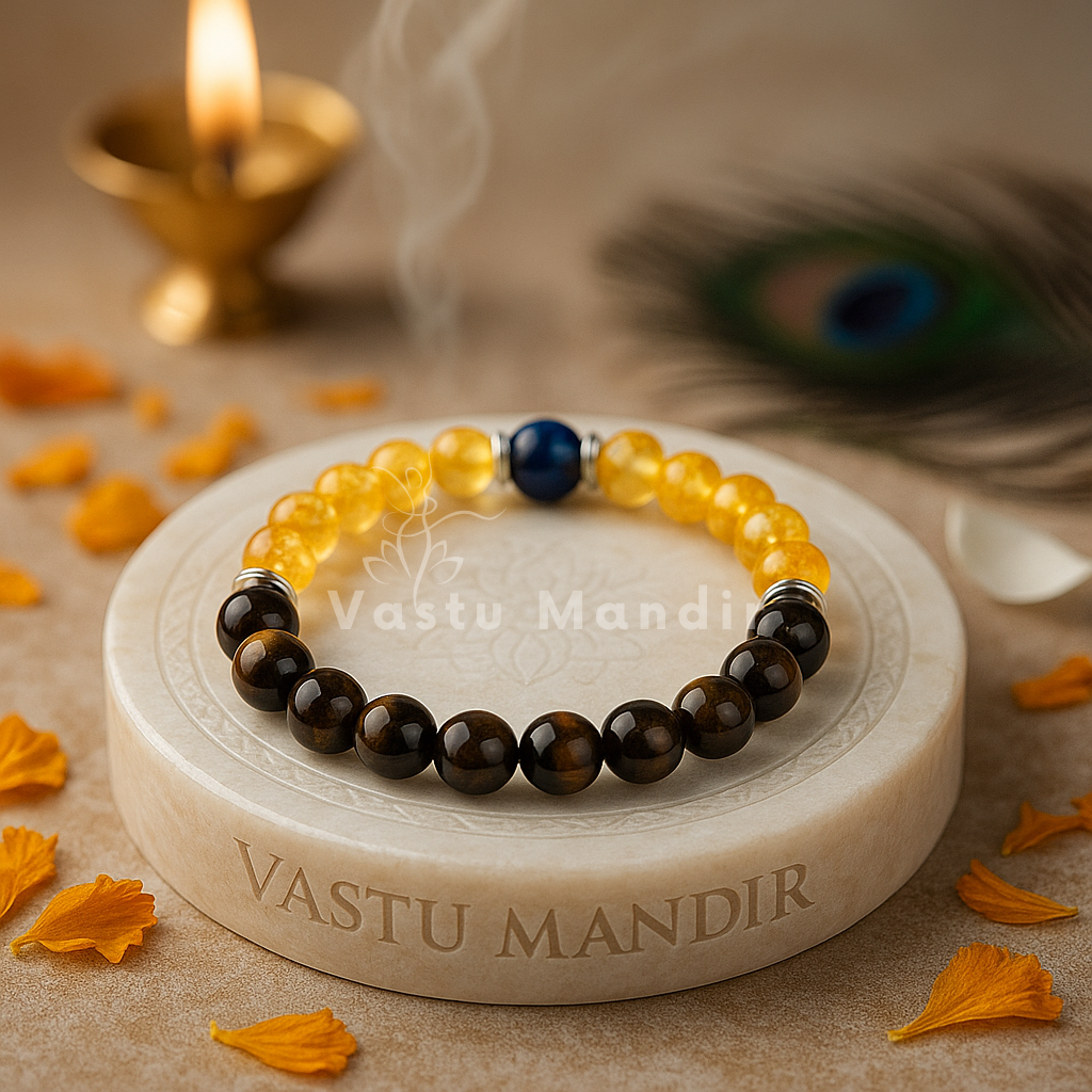 Leo zodiac crystal bracelet shown with a hand in a lifestyle photograph