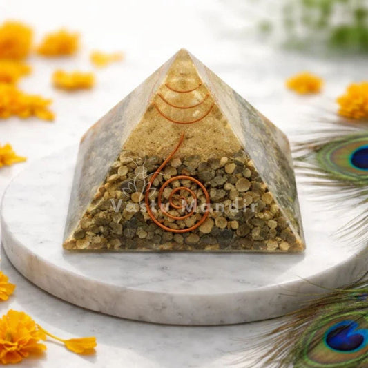 Pyrite Copper Coil Orgone Pyramid – main product view showing the complete pyramid