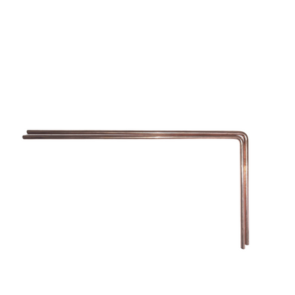 Angled plain copper dowsing rods isolated on a white background