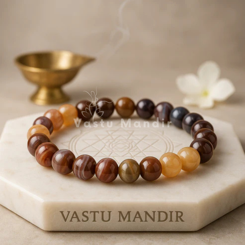 Natural botswana agate crystal bracelet shown in a separate hand-held product photograph