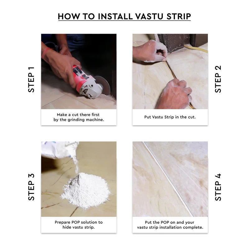 Aluminium Vastu strip installation guide for cutting, placing and concealing in flooring