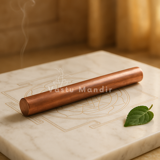 Copper Vastu energy rod displayed in a softly lit product setting