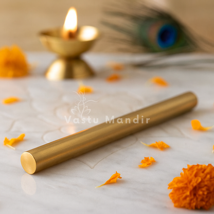 Brass Vastu energy rod displayed in a softly lit product setting