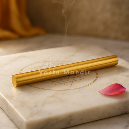 Brass Vastu energy rod shown in a close styled product view