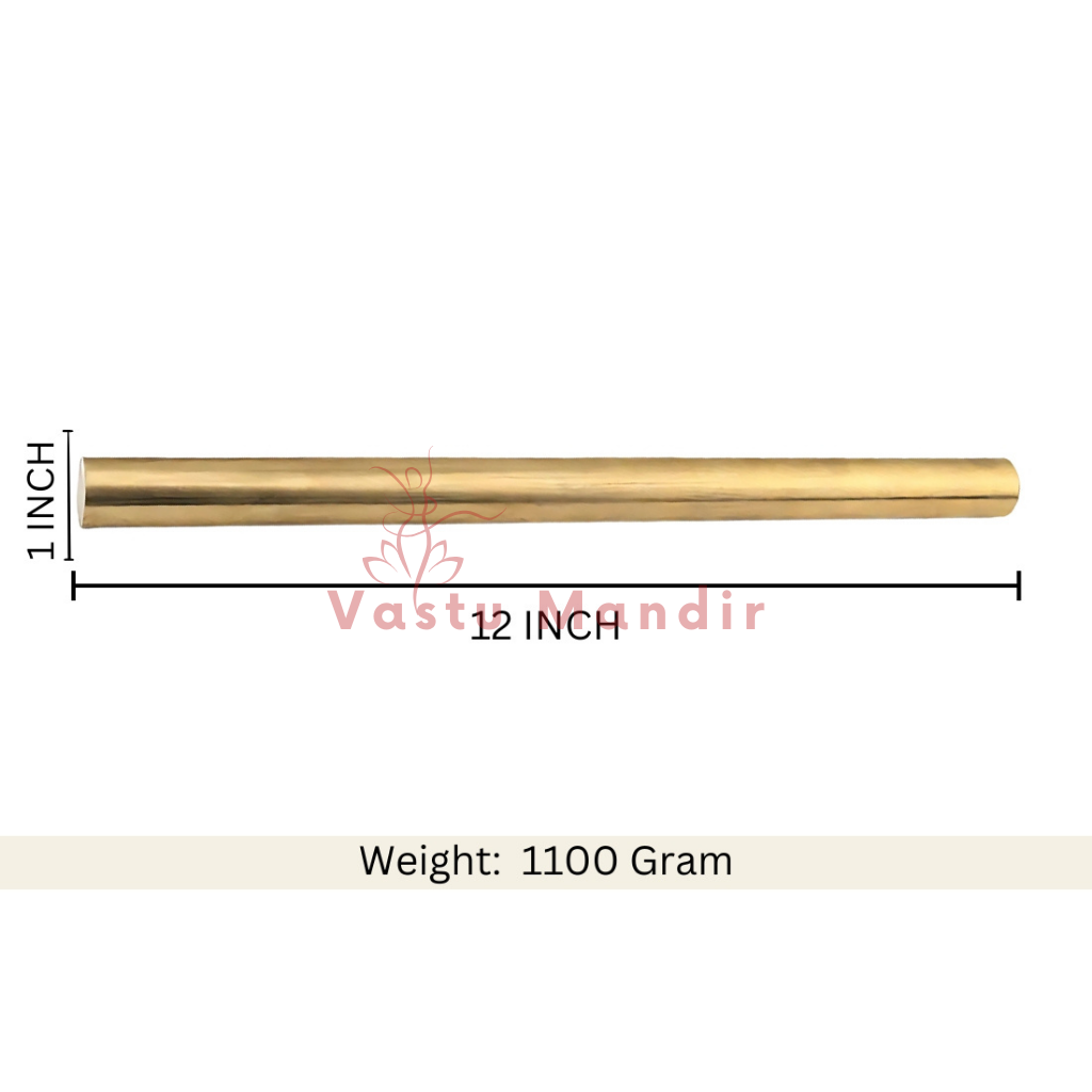 Brass Vastu energy rod presented with clear space on a white background