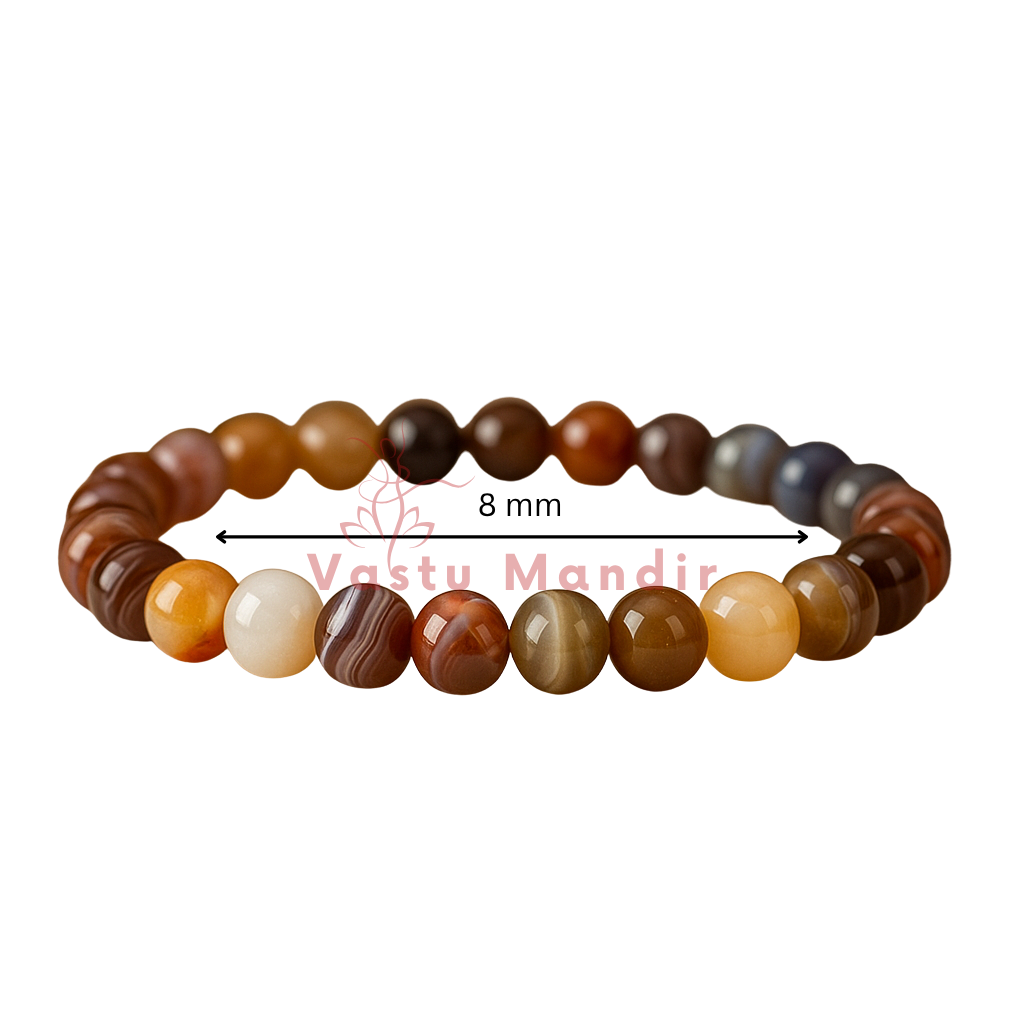 Natural botswana agate crystal bracelet centred in a clean product photograph