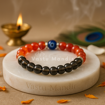 Capricorn zodiac crystal bracelet shown in a second hand-held product view