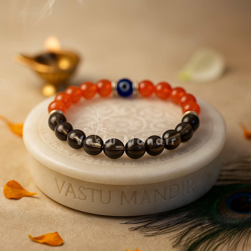 Capricorn zodiac crystal bracelet presented with a hand for visual scale