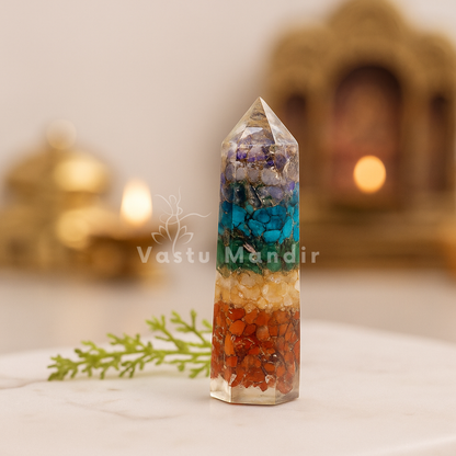 Seven chakra Vastu pencil shown in a separate styled product photograph