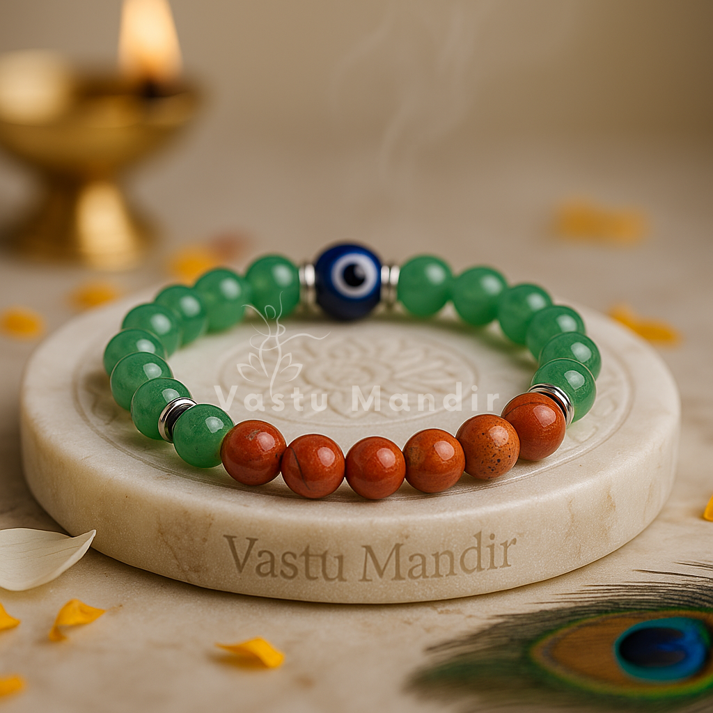 Cancer zodiac crystal bracelet shown in a second hand-held product view