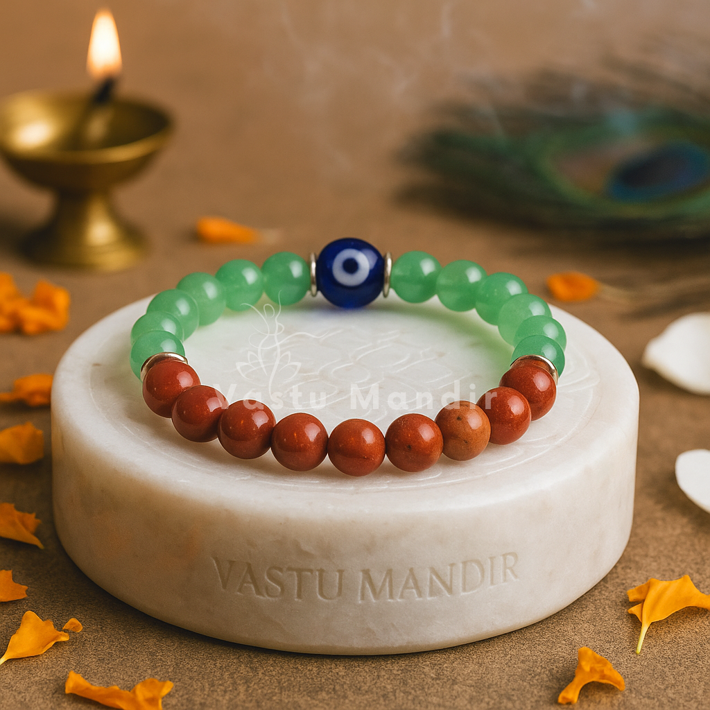 Cancer zodiac crystal bracelet shown with a hand in a lifestyle photograph