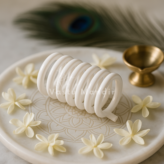 White Vastu spring displayed on a floral marble plate