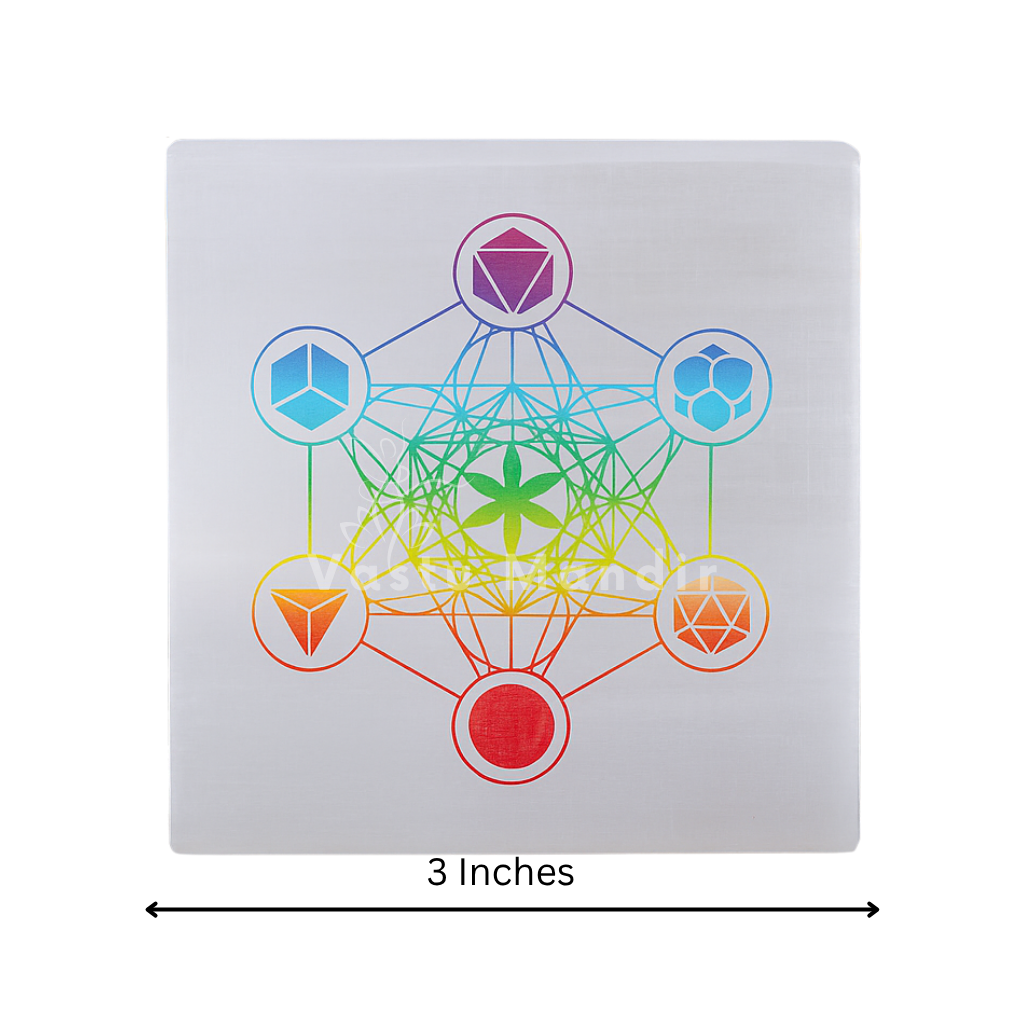 Hexagonal selenite plate showing its form against a plain white background