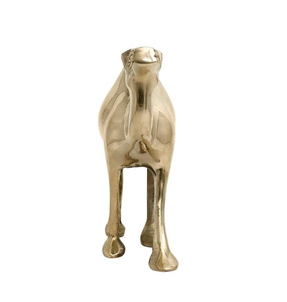 Plain-finish brass camel idol front view isolated on white background
