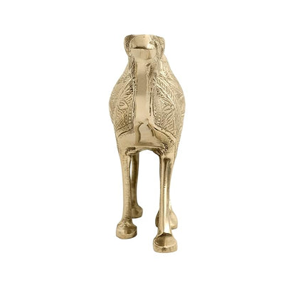 Designer brass camel idol front view isolated on white background
