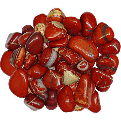 Pile of mixed red jasper stones isolated on a clean white background